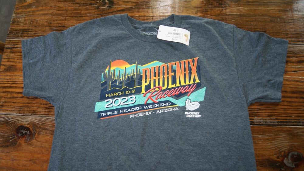 Mens L Nascar Phoenix Raceway Triple Header Weekend 2023 Gray TShirt NEW NWT